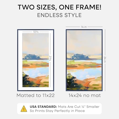 Homeforia 14x24 Blue Picture Frame, High-End Metal, 11x22 Mat, Glass - Image 2