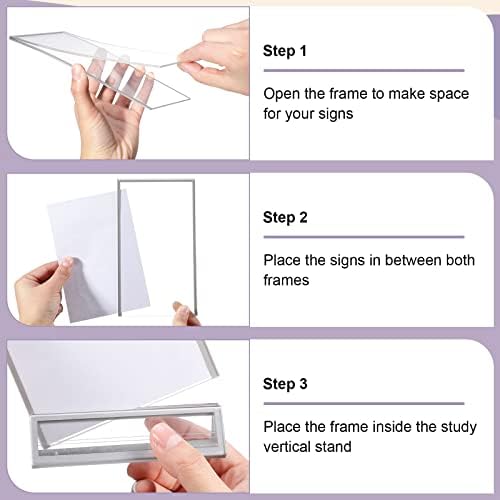 24 Pieces 4 x 6 Clear Acrylic Sign Holder with Silver Borders and Vertical Stand, Double Sided Table Menu Holders Picture Frames for Wedding Table Numbers, Restaurant Signs, Photos and Art Display - Image 7