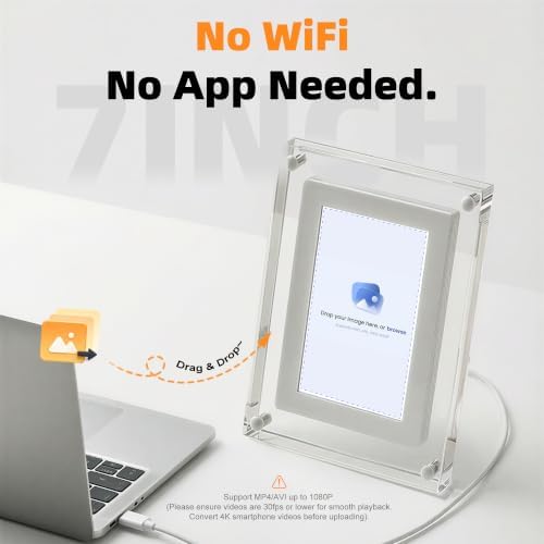 7 Inch Acrylic Video Picture Frame, 8GB Digital Video Frame with Sound and Loop Playback, No WiFi or App Needed, Desktop Display Gift for Family, Couples, Pets and Home Decor - Image 3