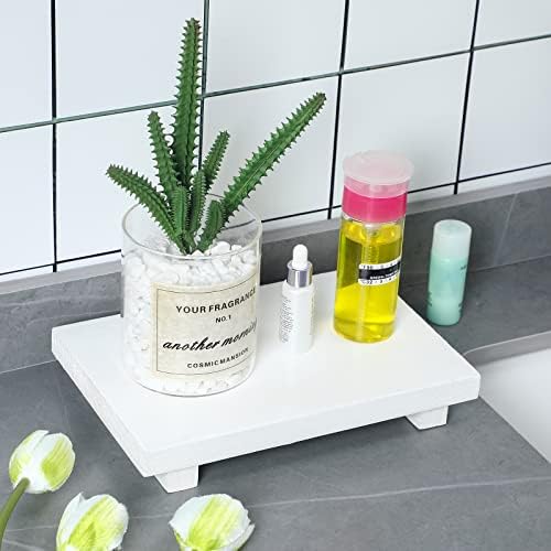Nuogo Wood Pedestal Riser Stand for Kitchen Soap Tray,9 X 6 Inch,White - Image 2