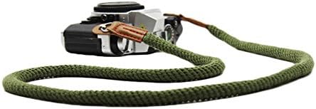Vintage Handmade Cotton Leather Camera Neck Strap for Leica Nikon Fuji Pentax Canon Panasonic Sony Long Army Green by Unknown