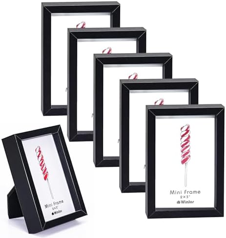 Small Picture Frame 2x3 6 Pack, Magnetic Photo Frames for Fridge and Tabletop Desk Decor, Cute Wallet Size Colored Picture Frames for School Locker, Family Baby Photo, Black by Unknown