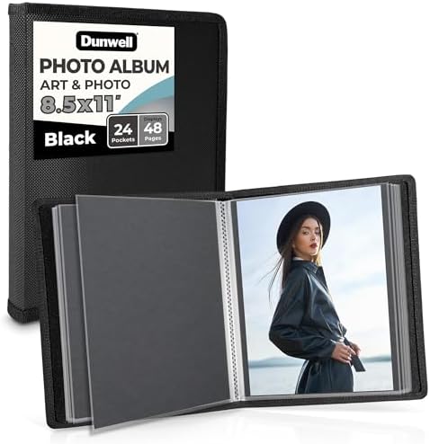 Dunwell Art Portfolio 8.5x11, 24 Pockets, Displays 48 Pages, Black by Dunwell