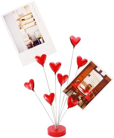 8-Branch Family Tree Picture Frame Holder, Card Photo Clips Holder Desk Stand for Memo Paper Note Photo Christmas Wedding Card Display (Red Heart) by TFu