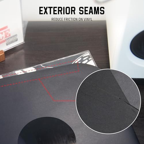 TAKMORK 12" Vinyl Record Inner Paper Sleeves, 33 RPM, 80gsm, Black, 25pcs - Image 4