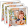 Sezanrpt Clear Booth Photo Frame 5x5 Pack of 3, Perspex Square Picture Frame, Acrylic Photo Frame for 5x5, 4x4, 3x3 Pictures Display by Sezanrpt