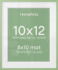 Homeforia 10x12 Green Picture Frame, High-End Metal, 8x10 Mat, Glass by Homeforia