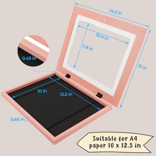 4 Pack 10x12.5 Front-Opening Kids Artwork Frames Changeable (Pink) - Image 3