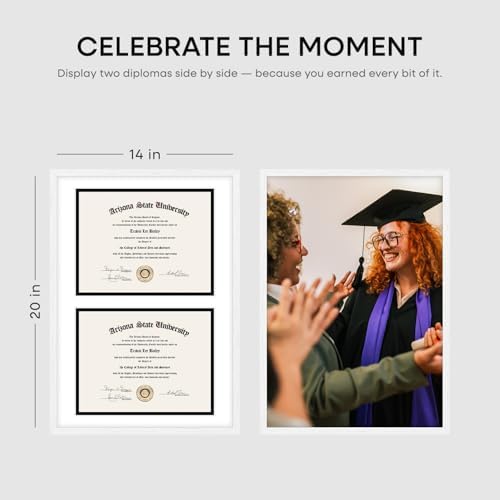 Homeforia 14x20 Black Oak Diploma Frame, High-End Wood, 8.5x11 Mat, Glass - Image 5