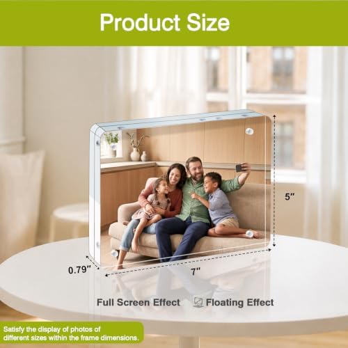 Egofine 5x7 Acrylic Frame, 20mm Thicker Frameless Clear Picture Frame - Image 2