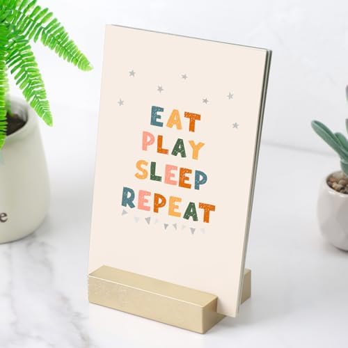 UNIQOOO 3.5" Gold Birch Wood Stand for Monthly Desk Calendar, Wooden Block Base, Cardstock Holder, For Office Home Retail Reception Decor, Photo Display, 10 Pack - Image 5