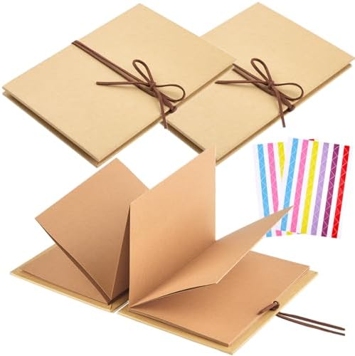 2 Pack Jutieuo Scrapbook Albums 6x8 Inch Small Photo Album with DIY Accessories Set, Stretchable Folding Kraft Paper Memory Book for Wedding Anniversary (Brown) by Jutieuo