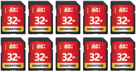 GIGASTONE 32GB SD Card 10-Pack UHS-I U1 Class 10 SDHC Memory Card High-Speed up to 80MB/s Full HD Video Compatible with Digital Camera, SPYPOINT TACTACAM WOSPORTS Trail Camera, with 10 Mini Cases by Gigastone
