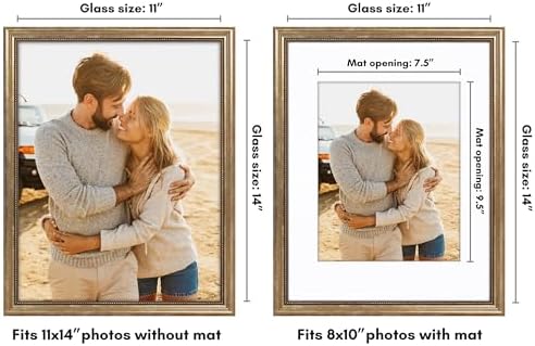 Americanflat 11x14 Vintage Picture Frame - Matted to 8x10 - Gold - Image 2
