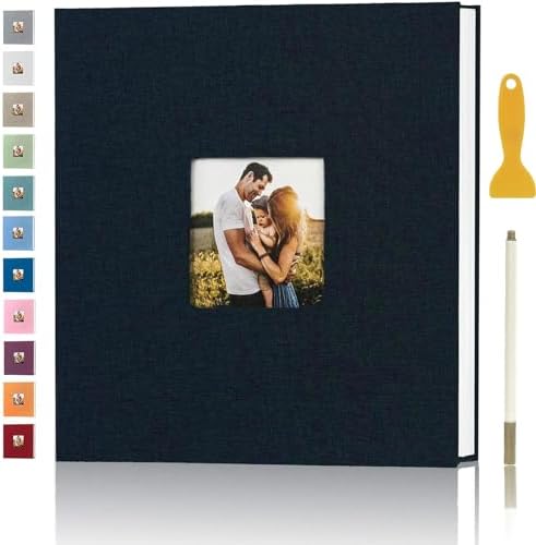 Photo Album Self Adhesive Pages Scrapbook, 13.2x12.8 Black 40 Pages by Aenbuslm