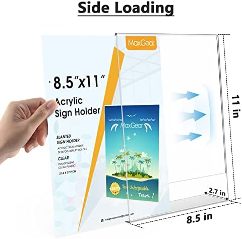 MaxGear Acrylic Sign Holder, 8.5 x 11 Slant Back Display Stand, 12 Pack - Image 5