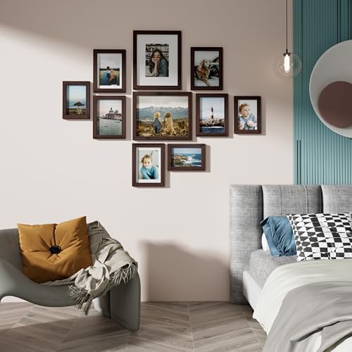 Vittanly 10 Pack Picture Frames Collage Wall Decor, Light Brown - Image 3