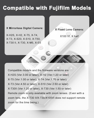 for Fujifilm Camera Remote Control, Hanpusen Rechargeable Wireless Shutter Release with OLED Screen for Fujifilm X100 VI/X-M5/X-T30 II/X-E5/X-T5/X half/X-H2S/X-T30/X-T4/X-T3/X-S20/X-S10/X-T50/X-H2 - Image 6