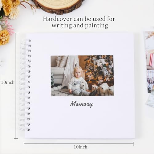 RECUTMS 10x10 Scrapbook 60 Pages Kraft Paper DIY Wedding Photo Album White - Image 2