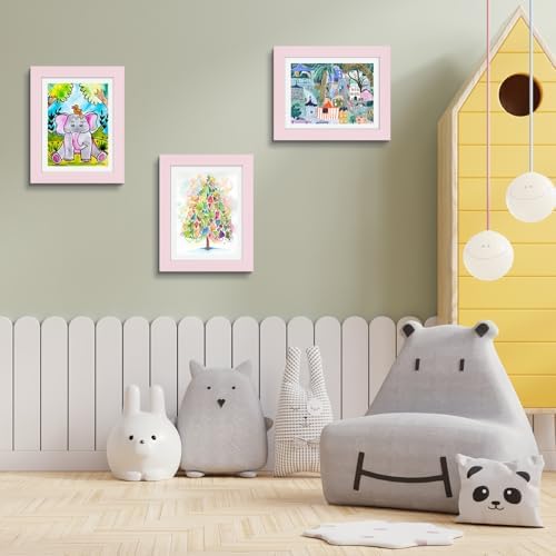 4 Pack 8.5x11 Front-Opening Kids Artwork Frames Changeable (Light Pink) - Image 6