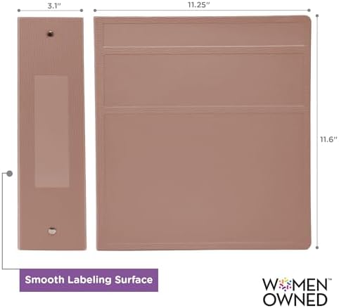 Carstens 3-Inch Heavy Duty 3-Ring Binder - Side Opening, Dusty Rose, Durable Plastic, Precision No-Gap Rings, Waterproof Cover, No Pockets, Holds 400 US Letter Sheets, BPA-Free, Made in USA (1746-3R) - Image 4