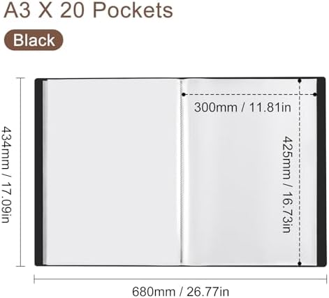 A3 Plastic Presentation Book with 20 Pockets, 2 Pack - Image 2
