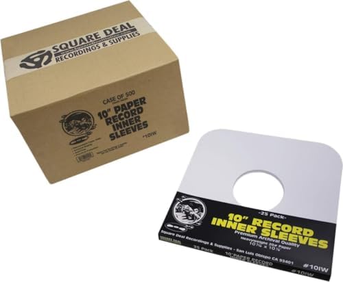 (500) White Paper Inner Sleeves for 10" Vinyl Records – Ideal for 78 RPM Albums – Archival-Quality Replacement Sleeves #10IW by SquareDealRecordingsSupplies