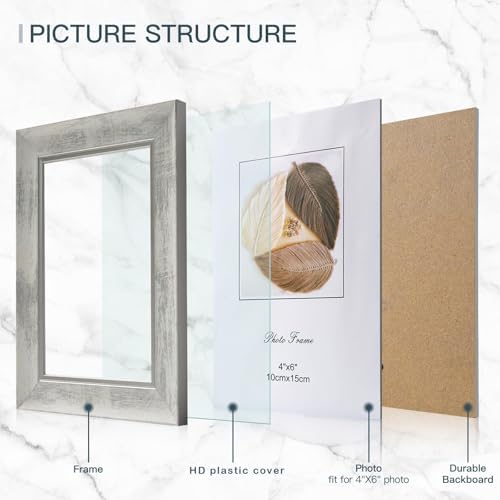 XUANLUO 4x6 Picture Frames Set of 4,Rustic Retro Photo Frame(Mix Color) - Image 2