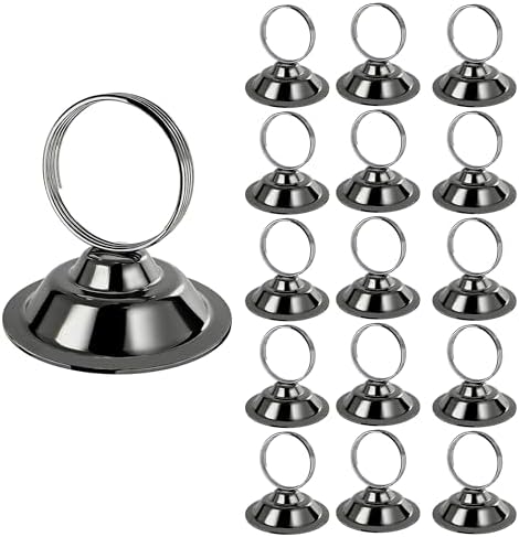 Urban Deco 16 PK Table Card Holder Place Card Holders Steel Card Holders for Photos, Food Signs, Memo Notes, Weddings, Restaurants, Birthday (Black) by UrbanDeco