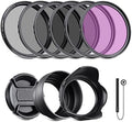NEEWER 62mm ND Filter Kit and Lens Accessories, ND2 ND4 ND8 UV FLD CPL(Circular Polarizing) Filter Set with Lens Cap/Tulip Shaped Lens Hood by Neewer