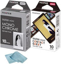 FUJIFILM Instax Mini Contact Instant Film 10 Sheets + Mono Chrome 10 Sheets + BluebirdSales Microfiber Cleaning Cloth – Creative Photography Bundle (Mini Film Combo) by FUJIFILM