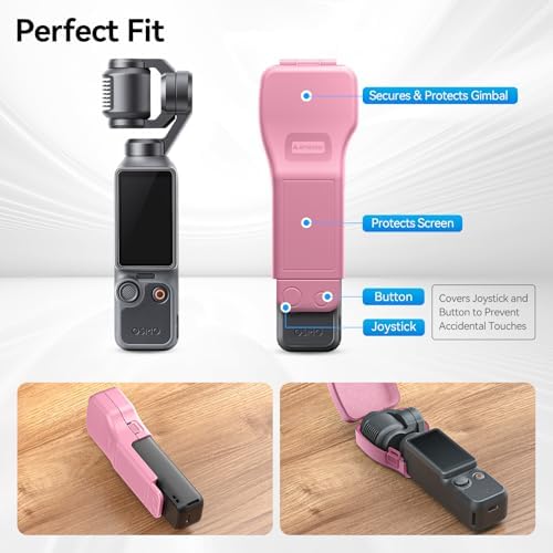 AMAZEAR Gimbal Screen Protective Cover for DJI OSMO Pocket 4/3/Xtra Muse, Pocket4 Accessories Portable Lens Cap Hard Case with Soft Lining for Carry/Protection/Storage, Quick Open/Close, Pink - Image 2