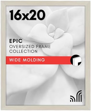 Americanflat 16x20 Poster Frame - Engineered Wood with Polished Plexiglass - Wide Picture Frame for Vertical or Horizontal Wall Display - Epic Collection - Light Wood by Americanflat