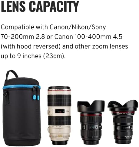 Tenba Tools Lens Capsule for DSLR and Mirrorless Lenses 9x4.8 in. (23x12 cm) – Black (636-359) - Image 4