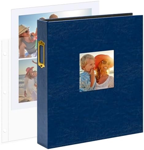 Vienrose 8.5x11 In 3 Ring Scrapbook Photo Album Leather Dark Blue 100 Pages by Vienrose