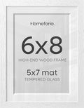 Homeforia 6x8 White Oak Picture Frame, High-End Wood, 5x7 Mat, Glass by Homeforia