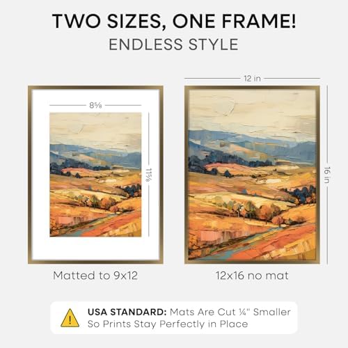Homeforia 12x16 Bronze Picture Frame, High-End Metal, 9x12 Mat, Glass - Image 2