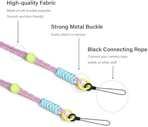 VOVMOEYA Camera Strap,Long Neck Strap for Fujifilm Mini 12/11/9/8/7+,Shoulder Strap camera strap Long Crossbody Lanyard Camera/Badge Holder/Keys/Wallet Multi-Function Lanyard(powder blue mix) - Image 2