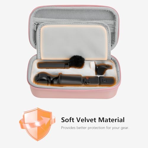 AMAZEAR Portable Carry Case for DJI OSMO Pocket 4 / Xtra Muse, Pocket4 Accessories Hard Shell Bag for Protection, Storage, Organizer, with Shoulder Strap, Pink - Image 6