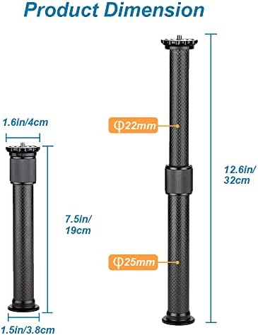 Carbon Fiber Tripod Extension Two-Section Rod Central Column Extender Tube for Photo Studio Monopod DSLR Camera Microphone Stand - Image 2