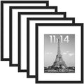 upsimples 11x14 Picture Frame, Gallery Wall Frames Set of 5, Black by upsimples