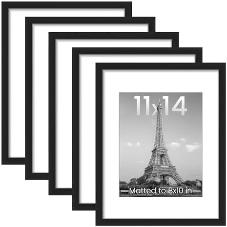 upsimples 11x14 Picture Frame, Gallery Wall Frames Set of 5, Black by upsimples