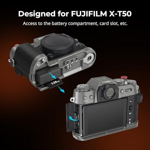 SMALLRIG X-T50 Handgrip, Silicone L-Shape Handle for FUJIFILM X-T50 Camera, Built-in Quick Release Plate for Arca, with Shutter Button and Hot Shoe Cover, Charcoal Silver - 4712 - Image 2