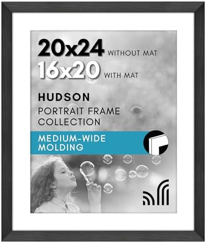 Americanflat 20x24 Poster Frame - Matted to 16x20 - Black by Americanflat