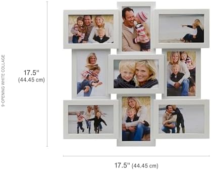 MELANNCO 18 x 18 Inch 9 Opening Photo Collage Frame, Displays Four 4x6 and Five 6x4 Inch Photos, White - Image 2