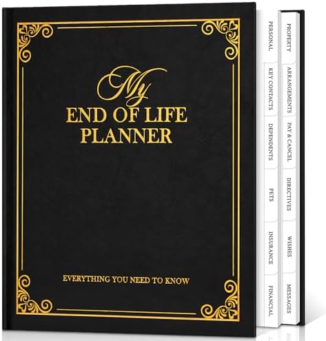 Lanpn End of Life Planner Death Organizer with Tabs, Final Wishes & Financial Estate Planning Journal, When I Die Journal for Senior, Before Death Life and Care Plan Book, Black, Leather Hardcover by Lanpn