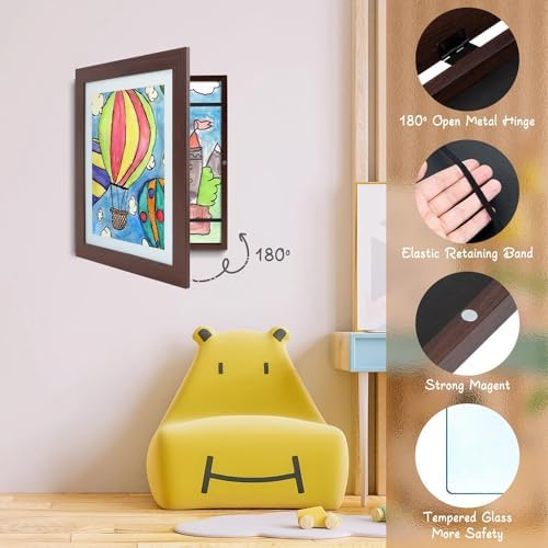 4 Pack 10x12.5 Front-Opening Kids Artwork Frames Changeable (Walnut) - Image 6