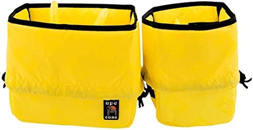 Cubeze Duo (ACQB 41) Flexible Padded Storage Bags; Removable & Adjustable Padded Inserts; Drawstring Closure; Hi-Vis Yellow Interior; Exterior Pockets for Accessories; Yellow (2 Pack) - Image 3