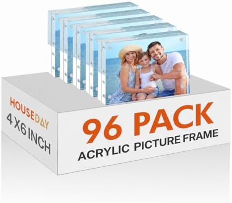 HOUSE DAY Acrylic Picture Frames 4x6, 96 Pack Magnetic 4 x 6 Picture Frame by HOUSEDAY