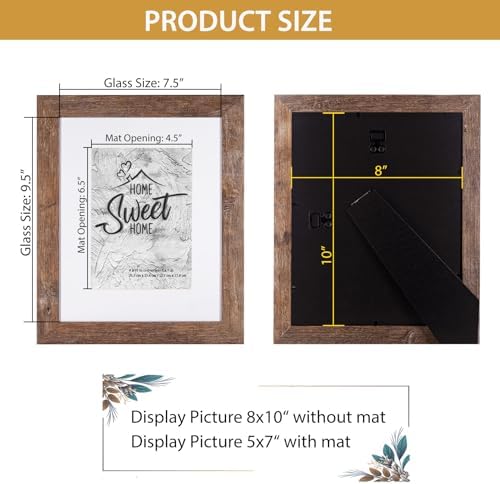 Califortree Rustic Brown 8x10 Picture Frame - Display Photos 5x7 with Mat or 8x10 Without Mat - HD Glass Inside, Horizontal and Vertical Display for Wall and Tabletop - Set of 2 - Image 3
